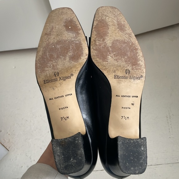 Etienne Aigner black leather heels 7.5 - Picture 6 of 11